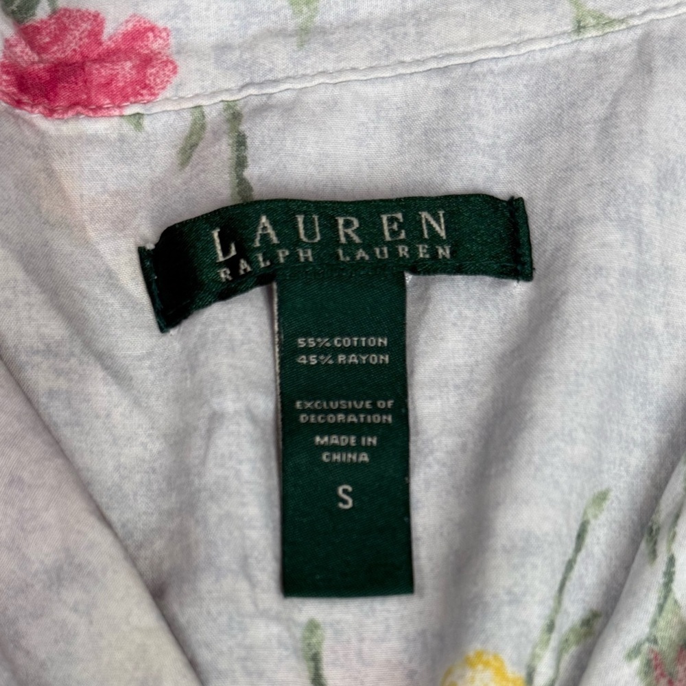 Lauren Ralph Lauren Floral Embroidered Soft Cotton Rayon Button-Up Nightshirt - Picture 16 of 16